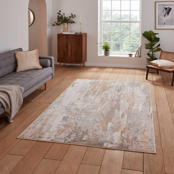 Apollo GR580 Modern Abstract Distressed Metallic Shimmer High-Density Textured Low Profile Short-Pile Beige/Grey/Bronze/Terra/Brown/Cream Rug-Think Rugs-Rug Love - The Most Loved Rug Store